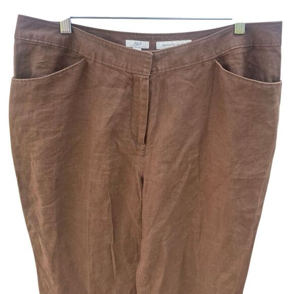 J. Jill 100% linen super wide leg high rise brown Lagenlook 628 - Picture 3 of 7